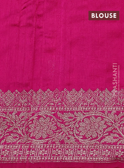 Banarasi raw silk saree red and pink with thread & zari woven buttas and long thread & zari woven border