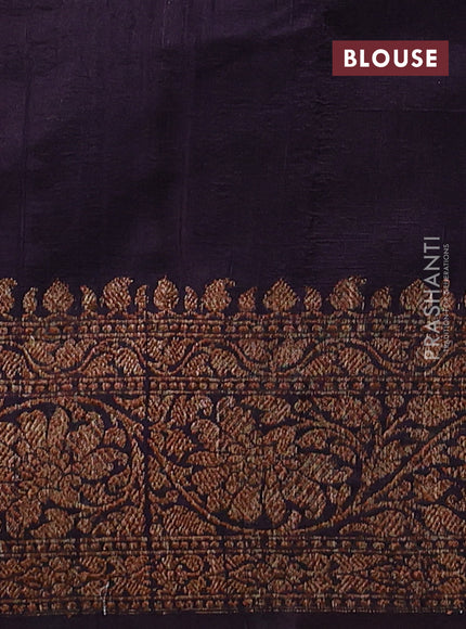 Banarasi raw silk saree light green and deep jamun with thread & zari woven buttas and long thread & zari woven border