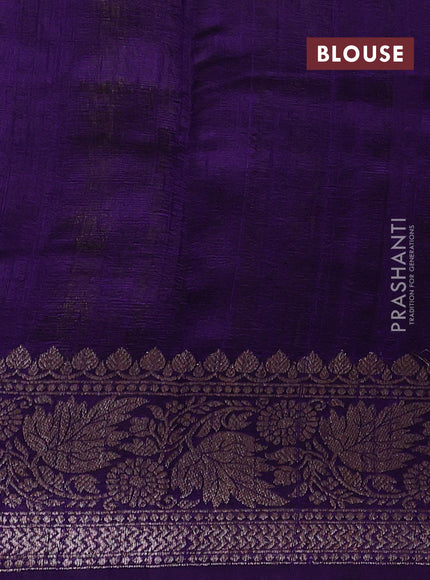 Banarasi raw silk saree mustard green and violet with allover thread & zari woven buttas and long thread & zari woven border