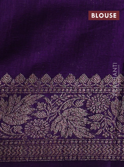 Banarasi raw silk saree rustic orange and violet with allover thread & zari woven buttas and long thread & zari woven border