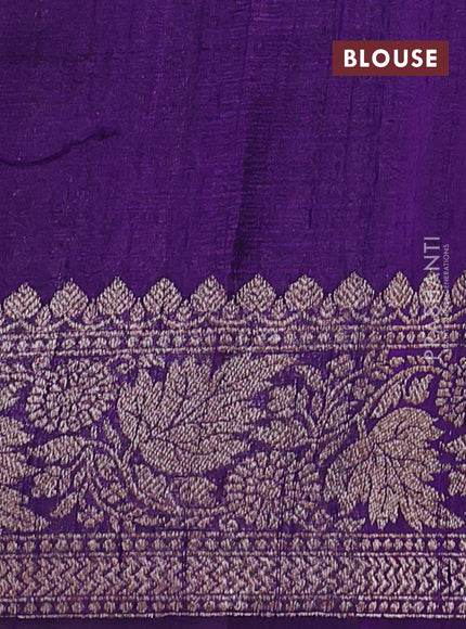 Banarasi raw silk saree rosy brown and violet with allover thread & zari woven buttas and long thread & zari woven border