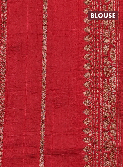 Banarasi raw silk saree light green and red with allover thread & zari woven weaves and thread & zari woven border