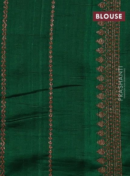 Banarasi raw silk saree rosy brown and green with thread & zari woven buttas and long thread & zari woven border