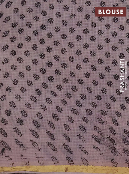 Kota kalamkari cotton saree black and beige with allover prints and piping border