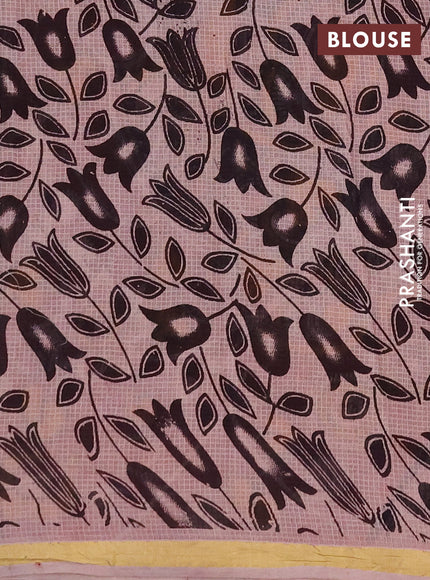 Kota kalamkari cotton saree maroon and beige with allover prints and piping border
