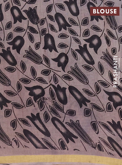 Kota kalamkari cotton saree black and beige with allover prints and piping border