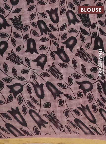 Kota kalamkari cotton saree coffee brown and beige with allover prints and piping border