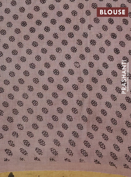 Kota kalamkari cotton saree maroon and beige with allover prints and piping border