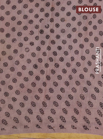 Kota kalamkari cotton saree coffee brown and beige with allover prints and piping border