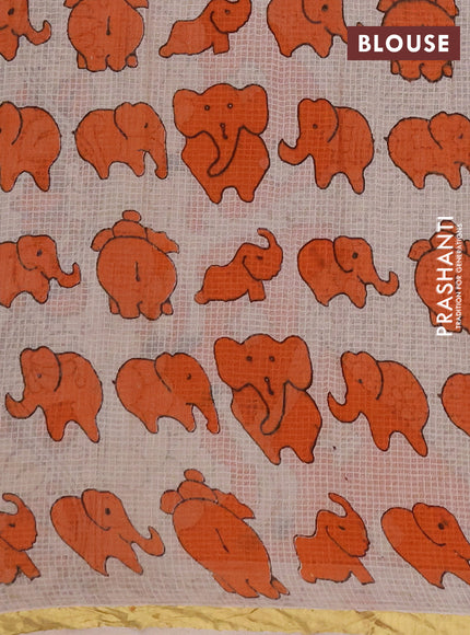 Kota kalamkari cotton saree orange and beige with allover prints and piping border