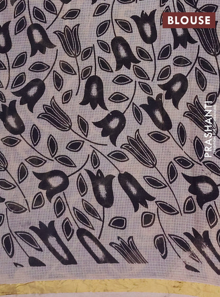 Kota kalamkari cotton saree beige and blue with allover prints and piping border