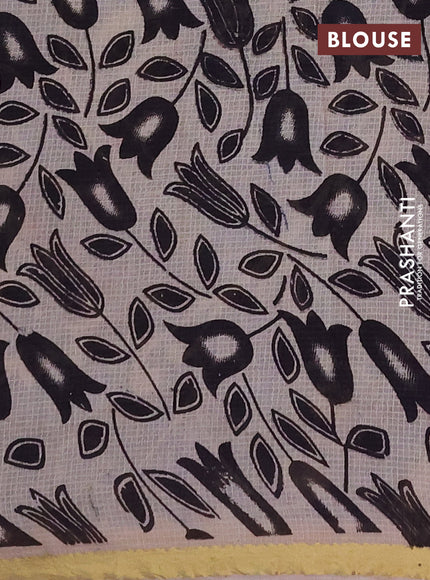 Kota kalamkari cotton saree blue and beige with allover prints and piping border