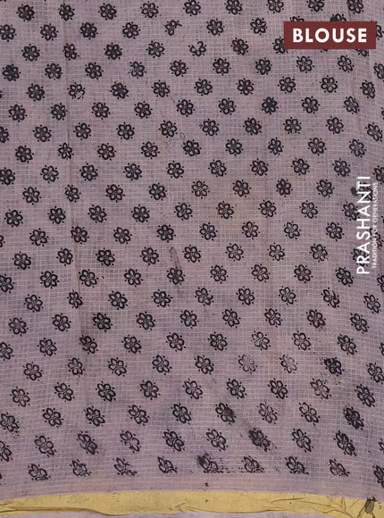 Kota kalamkari cotton saree teal blue and beige with allover prints and piping border
