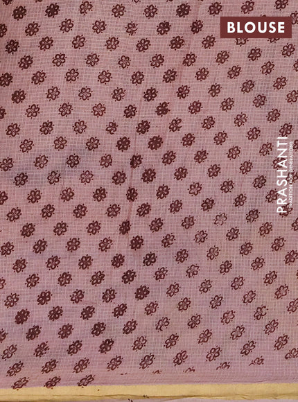 Kota kalamkari cotton saree coffee brown and beige with allover prints and piping border