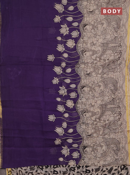 Kota kalamkari cotton saree purple and beige with allover prints and piping border