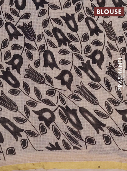 Kota kalamkari cotton saree purple and beige with allover prints and piping border