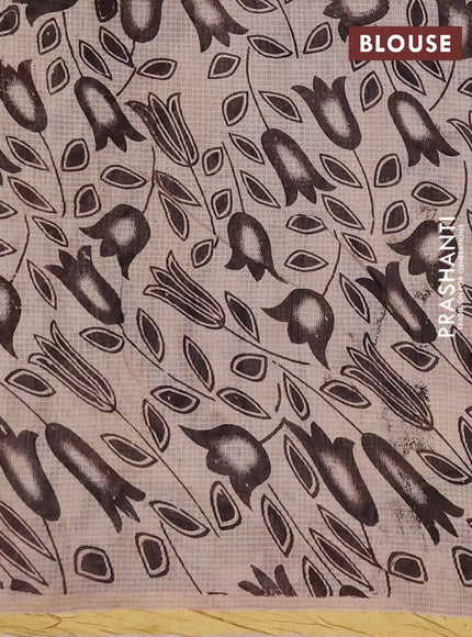 Kota kalamkari cotton saree dark mustard and beige with allover prints and piping border