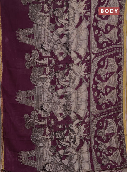 Kota kalamkari cotton saree lavender and beige with allover prints and piping border