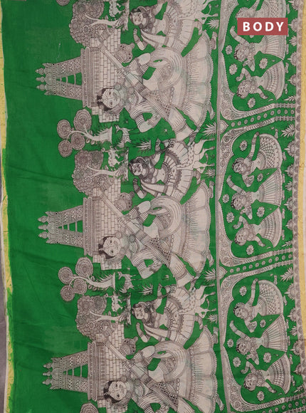 Kota kalamkari cotton saree light green and beige with allover prints and piping border