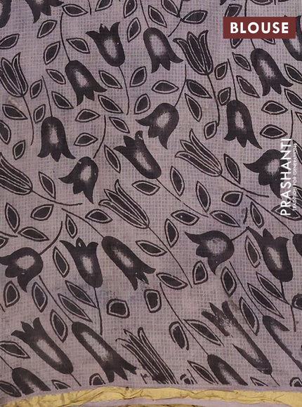 Kota kalamkari cotton saree black and beige with allover prints and piping border