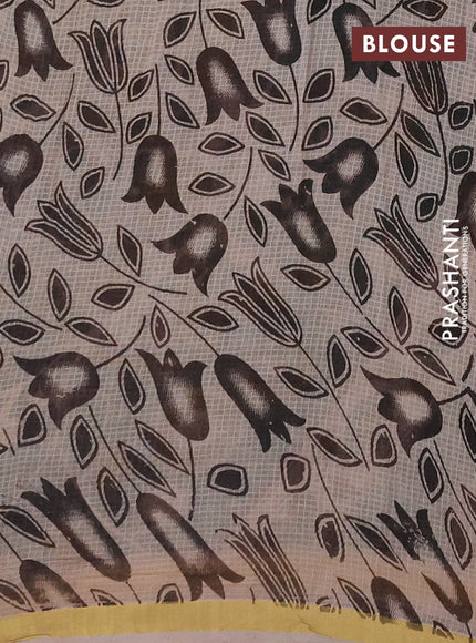 Kota kalamkari cotton saree teal green and mehendi green with allover prints and piping border