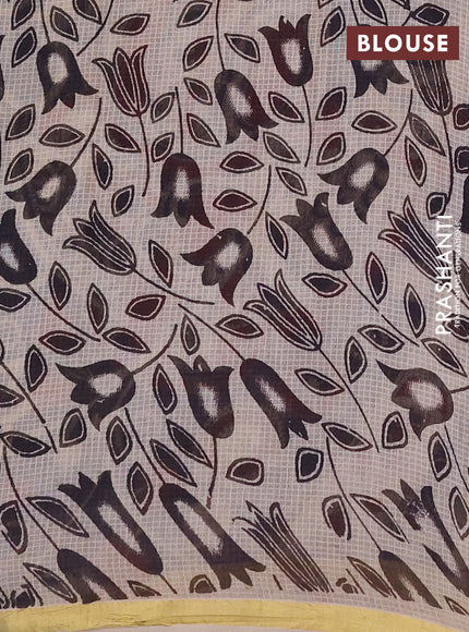 Kota kalamkari cotton saree blue and pink with allover prints and piping border