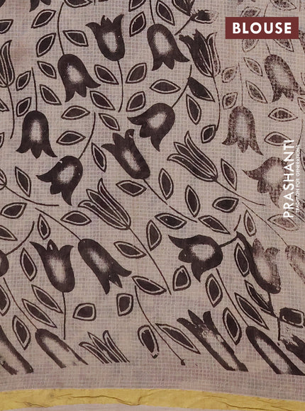Kota kalamkari cotton saree purple and beige with allover prints and piping border