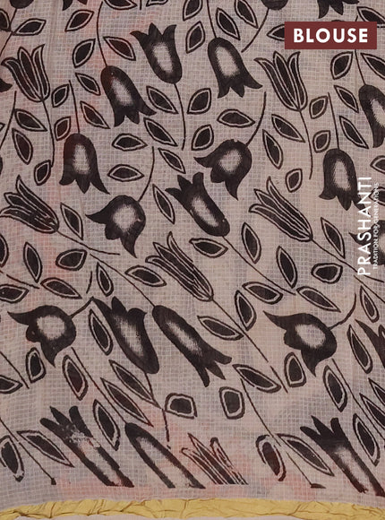 Kota kalamkari cotton saree orange and beige with allover prints and piping border
