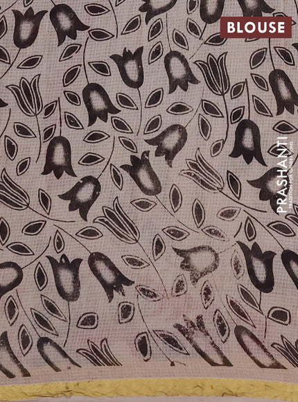 Kota kalamkari cotton saree beige and wine shade with allover prints and piping border