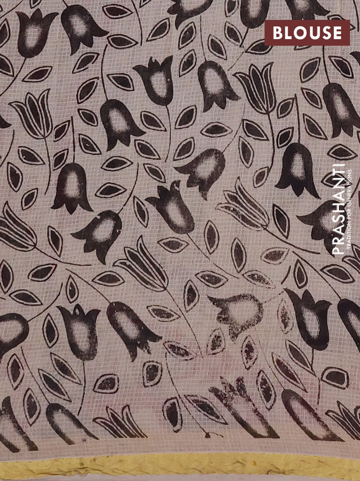 Kota kalamkari cotton saree beige and wine shade with allover prints and piping border