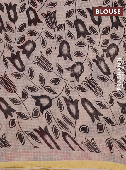 Kota kalamkari cotton saree purple beige and orange with allover prints and piping border