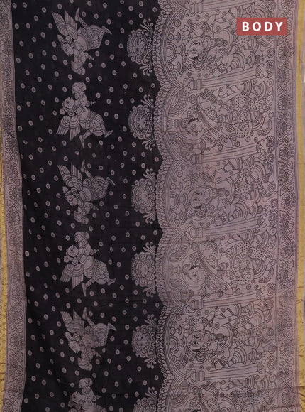 Kota kalamkari cotton saree black and rosy brown with allover prints and piping border
