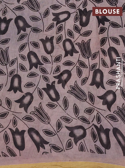 Kota kalamkari cotton saree black and rosy brown with allover prints and piping border