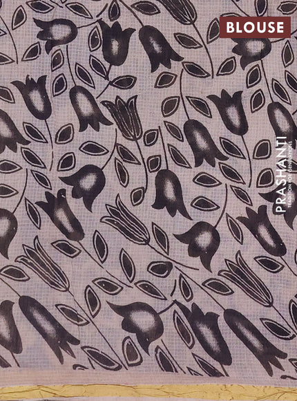 Kota kalamkari cotton saree blue and beige with allover prints and piping border
