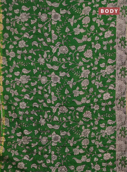 Kota kalamkari cotton saree light green and beige with allover prints and piping border