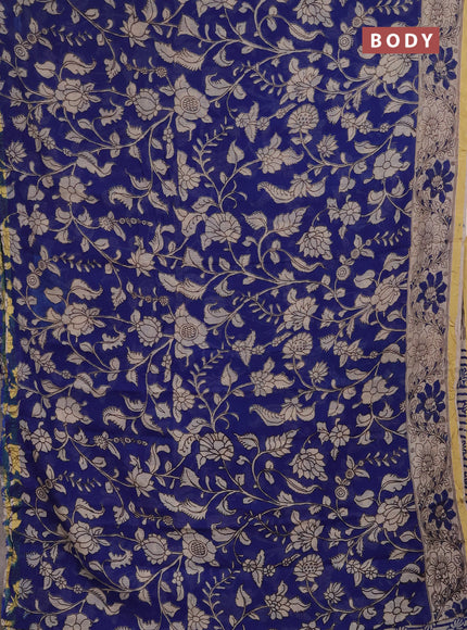 Kota kalamkari cotton saree blue and beige with allover prints and piping border