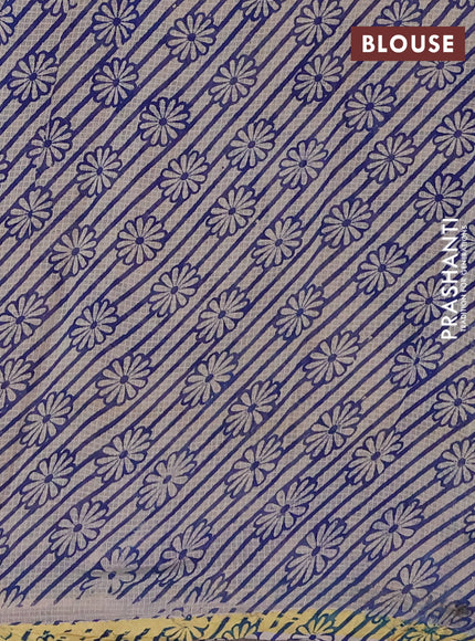 Kota kalamkari cotton saree blue and beige with allover prints and piping border