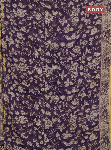Kota kalamkari cotton saree purple and beige with allover prints and piping border