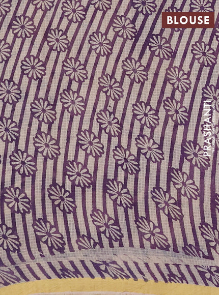 Kota kalamkari cotton saree purple and beige with allover prints and piping border