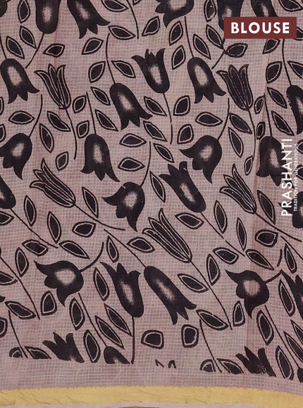 Kota kalamkari cotton saree coffee brown and beige with allover prints and piping border