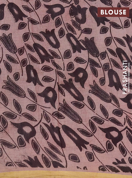 Kota kalamkari cotton saree maroon and beige with allover prints and piping border
