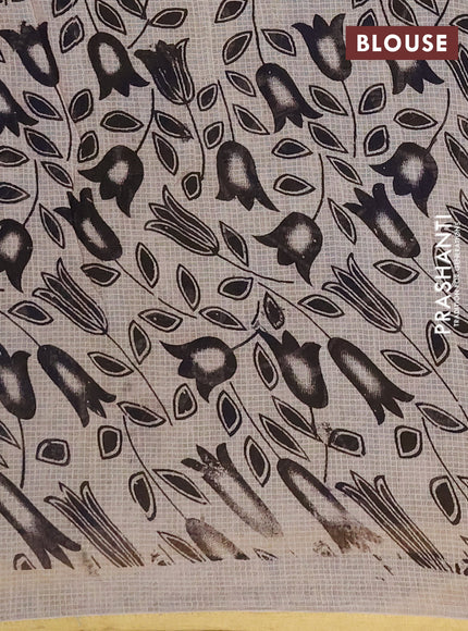 Kota kalamkari cotton saree blue and beige with allover prints and piping border