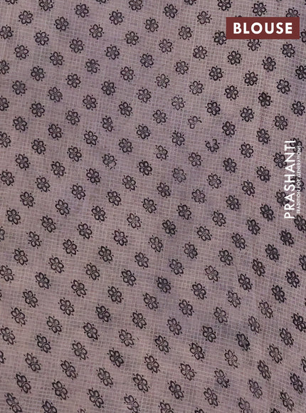 Kota kalamkari cotton saree black and beige with allover prints and piping border