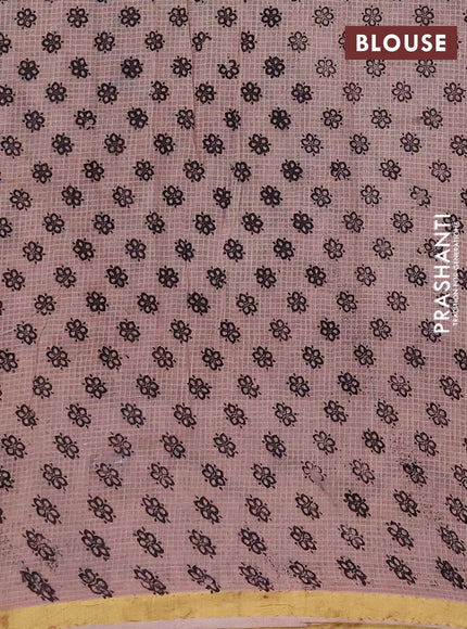 Kota kalamkari cotton saree coffee brown and beige with allover prints and piping border