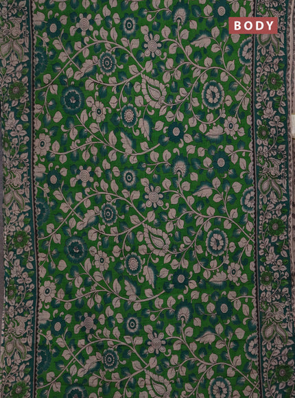 Kota kalamkari cotton saree light green and teal green with allover prints and piping border
