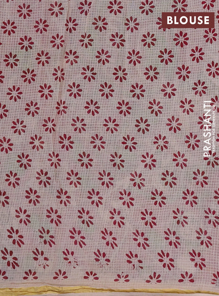 Kota kalamkari cotton saree pink and beige with allover prints and piping border