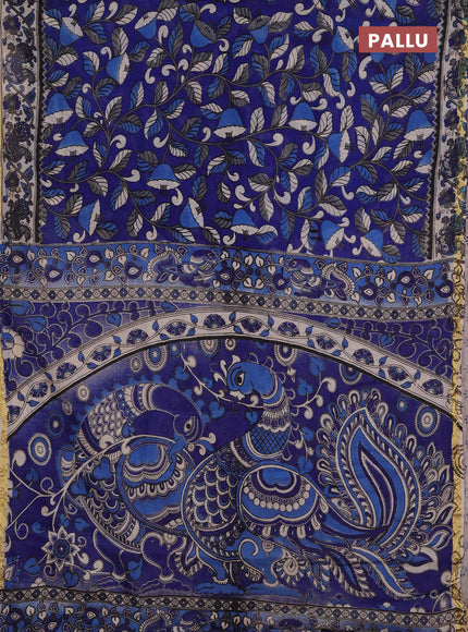 Kota kalamkari cotton saree blue and beige with allover prints and piping border