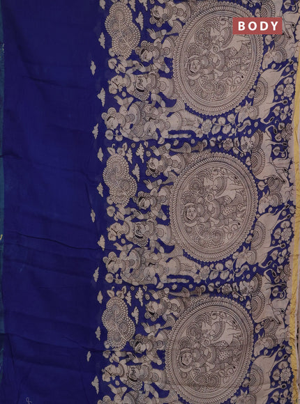 Kota kalamkari cotton saree blue and beige with allover prints and piping border