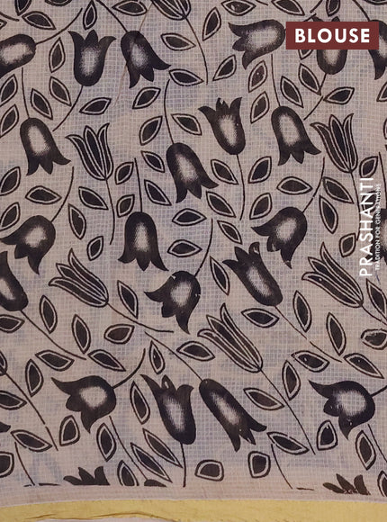Kota kalamkari cotton saree blue and beige with allover prints and piping border