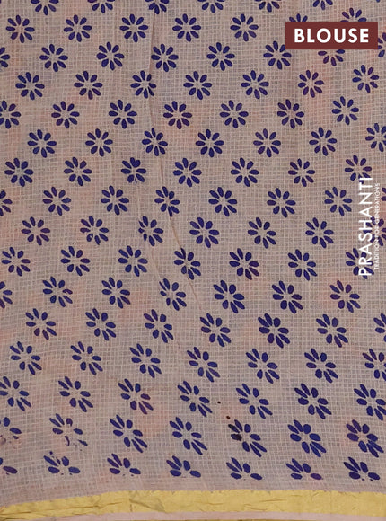 Kota kalamkari cotton saree blue and beige with allover prints and piping border